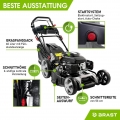 BRAST Rasenmäher Benzin 5,2kW(7PS) mit Antrieb + Elektrostart 53cm Schnittbreite Elektrostart 224ccm Stahlgehäuse 60L Fangkorb -