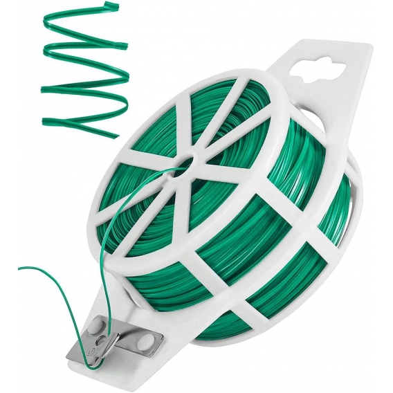 AcserGery 328 Garden Twine (ca. 100 m) Twist Ties mit Cutter Green Coating Gardening und Office Home Garden Organisation