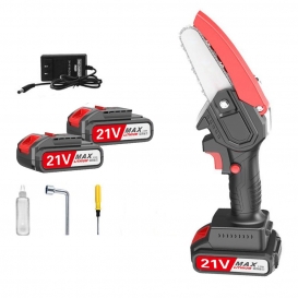 More about 133 mm Tragbare Akku-Kettensäge mit 2x 2,0 Ah Akkus Mini Elektro-Kettensäge mit Sicherheitsverschluss