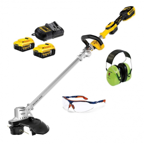 DeWalt Akku-Rasentrimmer-Set DCMST561 inkl. Akku-Set, Gehörschutz, Brille - 18V