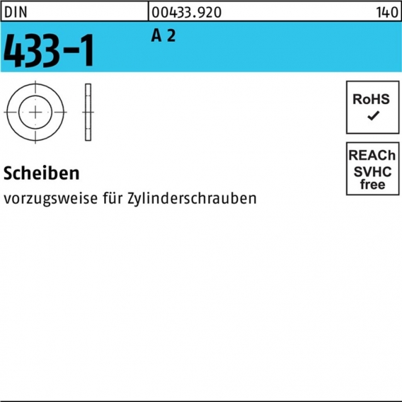 Scheibe DIN 433-1 2,2 x 4,5x0,3 A 2