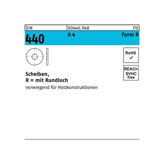 Scheibe DIN 440/ISO 7094 Form R R 13,5x 44 x 4 A 4