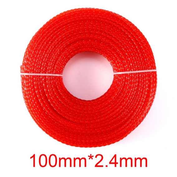 Rot Mähfaden Trimmerfaden 2,4mm x 100 m Twist Trimmerschnur Rasentrimmer Faden Ersatzfaden Nylonfaden für Rasentrimmer Motorsens