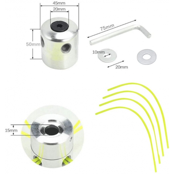 AcserGery Aluminium-Trimmerkopf Universal-Freischneiderkopfspule Trimmerkopf mit 4 Nylonfaden-Trimmerkopf Doppelfadenspule für R