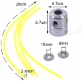 AcserGery Aluminium Freischneiderkopf Trimmerkopf Fadenspule mit 4 Fäden (2,4 mm, gelb) und Ersatz-Nylonfaden 15 m (3,0 mm, oran