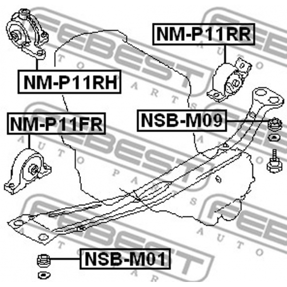 Lagerung, Achsk?rper Links von Febest (NSB-M01) Lagerung Radaufhängung Achskörperlager