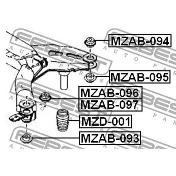 Lagerung, Achsk?rper Links von Febest (MZAB-097) Lagerung Radaufhängung Achskörperlager