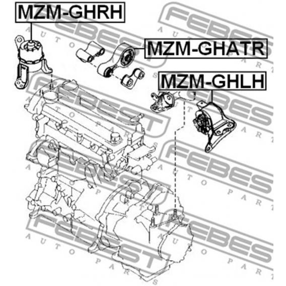 Motorlager Hinten von Febest (MZM-GHATR) Lagerung Motoraufhängung Motorlager