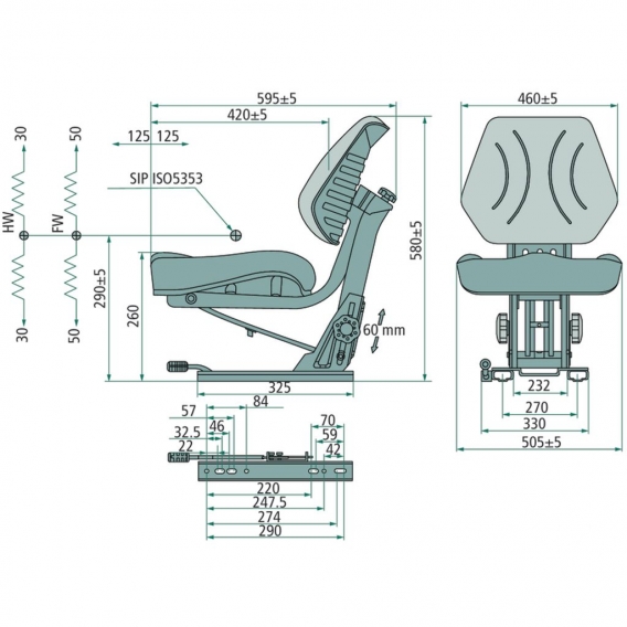 240920059 Schleppersitz PVC Kunstleder passend für CASE IH Traktoren