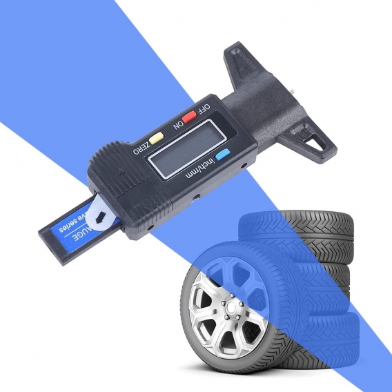 Reifen Profiltiefenmesser Reifenprofilmesser mit LCD Anzeige 0-25,4 mm für Autos, Lieferwagen, LKW, Motorrad