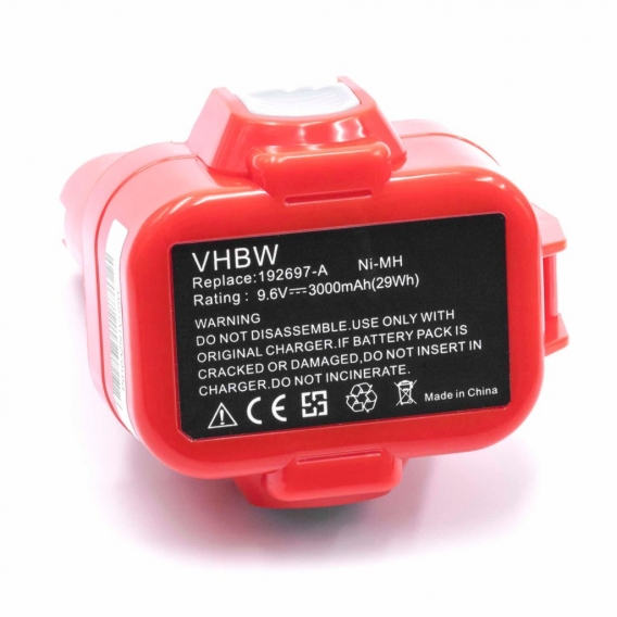 vhbw 3x NiMH Akku 3000mAh (9.6V) kompatibel mit Elektrowerkzeug Werkzeug Powertools Tools Ersatz für Makita 192321-5, 192404-1, 