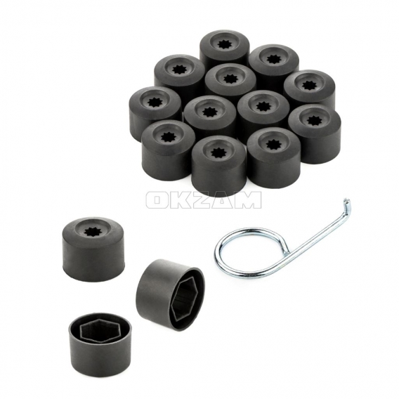 15x Radschrauben Kappen Set 17 mm schwarz für JAGUAR DAIMLER MAYBACH MERCEDES