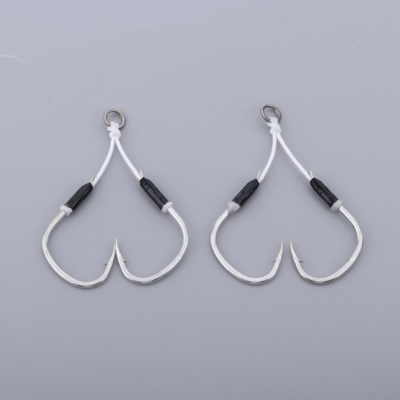 2 Stück Steel Fishing Jig Barbed Hooks Größe EIN