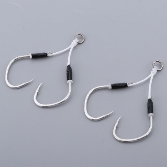 2 Stück Steel Fishing Jig Barbed Hooks Größe EIN