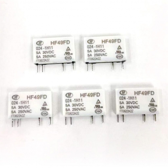 5 Lot Relais HF49FD 024 1H11 5A 30 VDC 250 VAC 4 Polig 0,12 W Miniatur Ultradünn