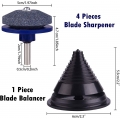 AcserGery 5pcs Rasenmäher-Klingenschärfer für Bohrmaschine und Rasenmäher-Klingen-Auswuchtset, Universal-Rotations-Rasenmäher-Sc