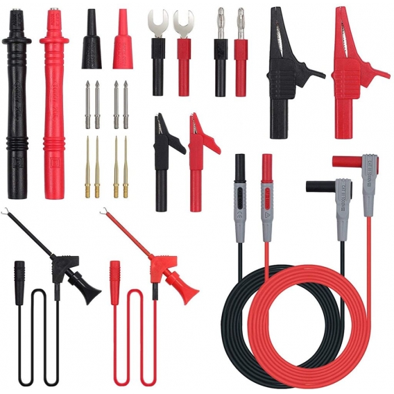 AcserGery Multi-Messleitungs-Kit, 24-in-1-Elektromultimeter-Messleitung mit Krokodilklemmen, Messspitze, Federfänger, Bananenste