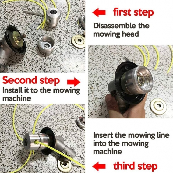 AcserGery Freischneiderkopf Freischneiderkopf mit 4 Nylonfäden Trimmerkopf aus Aluminium mit 1 Sechskantschlüssel und 2 Metallsc