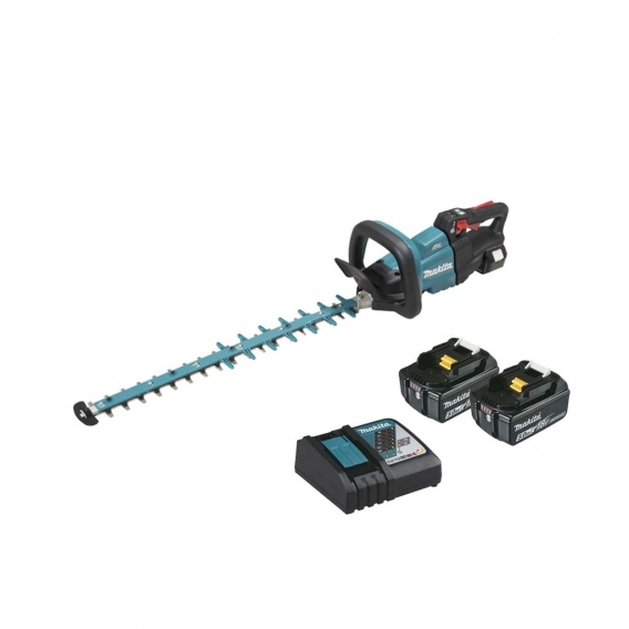 Heckenschere MAKITA 18V - 2 Batterien 5.0Ah BL1850B - 1 Schnellladegerät DC18RC 60cm DUH602RT2