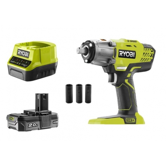 RYOBI 18V Schlagschrauber zu OnePlus - 2,0 Ah Batterie LithiumPlus - R18IW3-120S Ladegerät