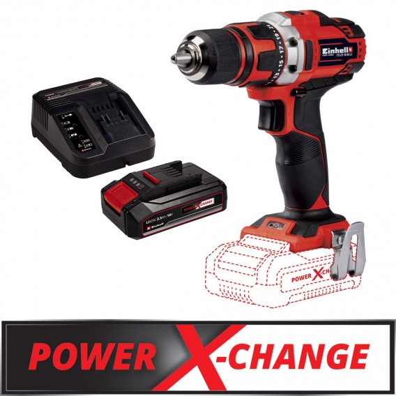 Einhell Bohrschrauber TE-CD 18/40 Li + Starter Kit 2.5 Ah Akku und Ladegerät