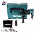 Makita HR 2631 FTJ Kombihammer 800 W SDS Plus + Schnellspannbohrfutter + Bohrer und Meißel Set 11 tlg. PGM  + Makpac