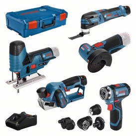 More about Bosch Professional 12V - Schraubendreher GSR 12V-15 FC + Hobel GHO 12V-20 + Schleifmaschine GWS 12V-76 + Stichsäge GST 12V-70 + 