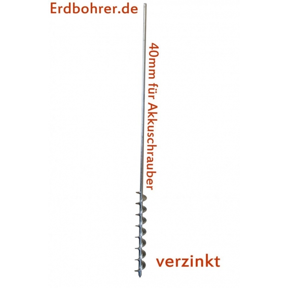 Erdbohrer 40 mm 4 cm - 1m für Akkuschrauber oder Bohrmaschine Handgriff - mit Handgriff ca. 40cm lang