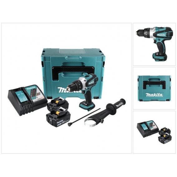 Makita DHP 458 RTJ Akku Schlagbohrschrauber 18 V 91 Nm + 2x Akku 5,0 Ah + Ladegerät + Makpac