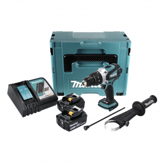 Makita DHP 458 RTJ Akku Schlagbohrschrauber 18 V 91 Nm + 2x Akku 5,0 Ah + Ladegerät + Makpac