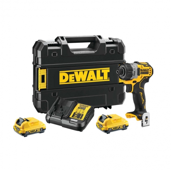 DeWALT Akku-Schrauber DCF601D2-QW 12V 2Ah, 1/4 Aufnahme, 8 Nm Drehmoment - inkl Akkus und Zubehör