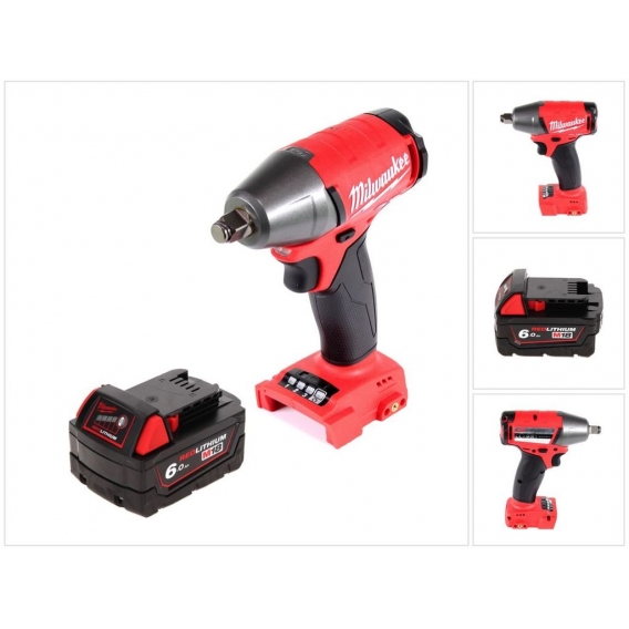 Milwaukee M18 FIWF12-601 Akku Schlagschrauber 18 V 300 Nm 1/2' Brushless + 1x Akku 6,0 Ah - ohne Ladegerät