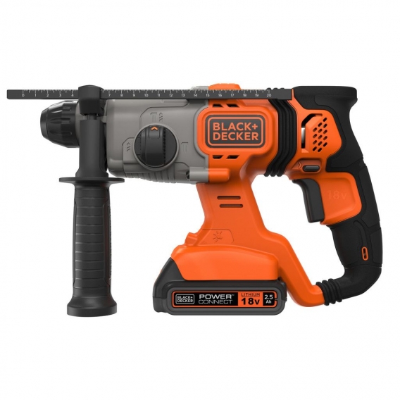 BLACK+DECKER Akku-Kombihammer BCD900E2K, 18Volt, Bohrhammer ,orange/schwarz, 2x 2,5Ah Li-Ionen-Akku