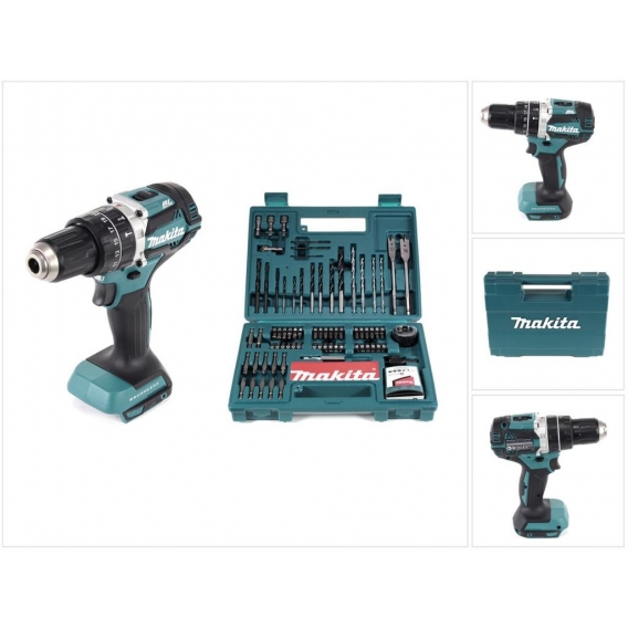 Makita DHP 484 Z 18V Brushless Li-Ion Akku Schlagbohrschrauber Solo + Makita B-53811 Bit & Bohrer-Set 100-teilig