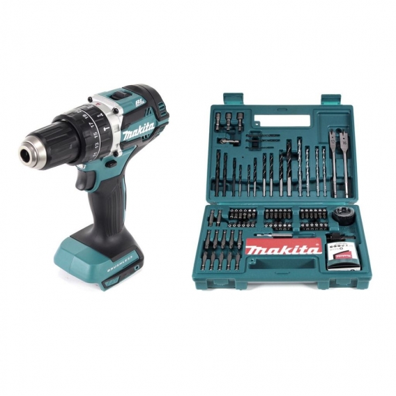 Makita DHP 484 Z 18V Brushless Li-Ion Akku Schlagbohrschrauber Solo + Makita B-53811 Bit & Bohrer-Set 100-teilig