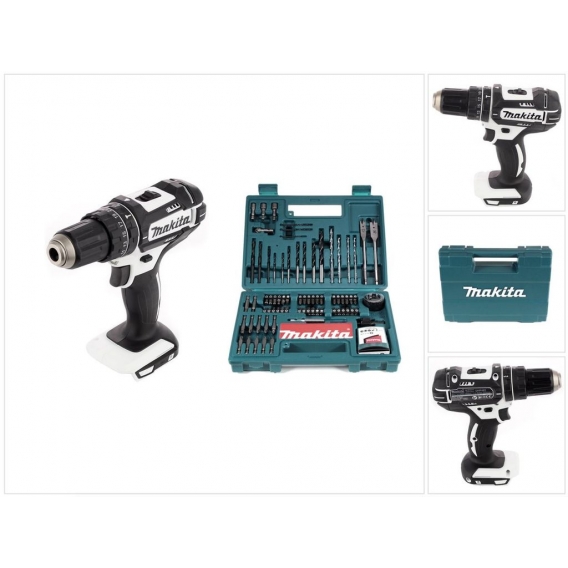 Makita DHP 482 Z W Akku Schlagbohrschrauber 18V 62Nm Solo + Bit & Bohrer-Set 100-teilig