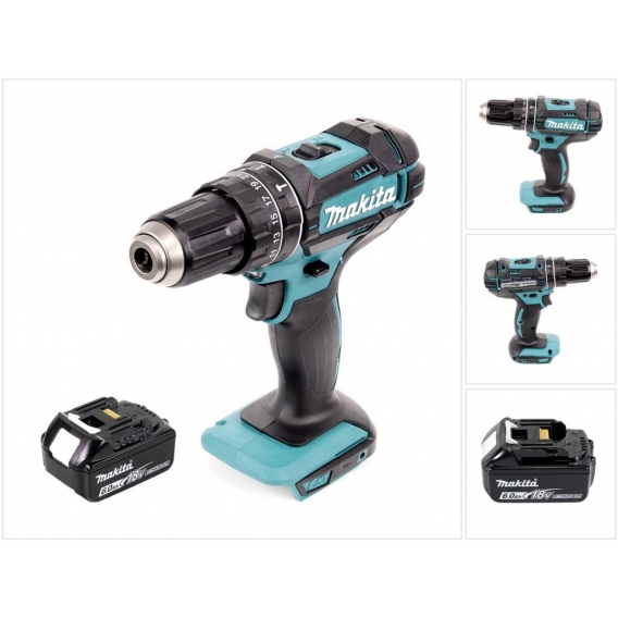 Makita DHP 482 G1 Akku Schlagbohrschrauber 18 V 62 Nm + 1x Akku 6,0 Ah - ohne Ladegerät