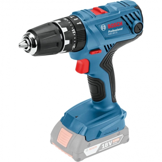 Bosch Professional Akku-Schlagbohrschrauber GSB 18V-21, Solo Version, L-BOXX, 06019H1108