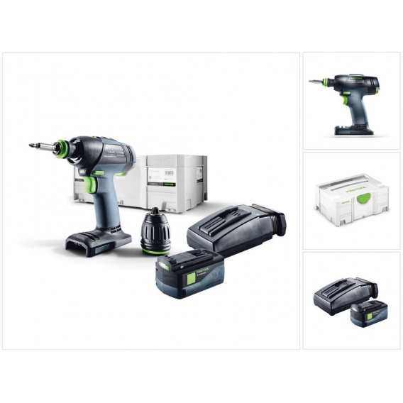 Festool T 18+3 Li-Basic Starter Akku Bohrschrauber 18V 50Nm Brushless + 1x Akku 5,2Ah + Ladegerät + systainer