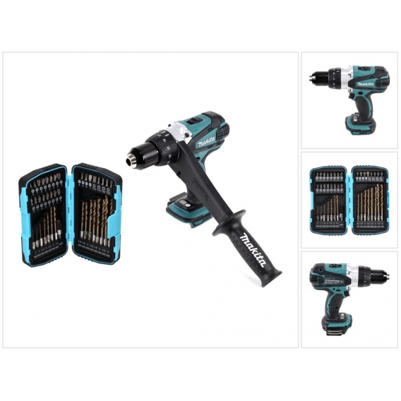 Makita DDF 458 Z Akku Bohrschrauber 18 V 91 Nm + 40 tlg. Bit Bohrer Set - ohne Akku, ohne Ladegerät