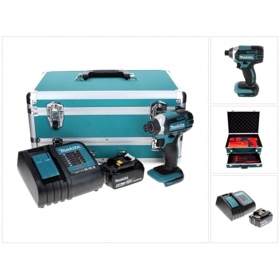 Makita DTD 152 ST1TX Akku Schlagschrauber 18 V 165 Nm + 1x Akku 5,0 Ah + Ladegerät + 70 tlg. Bit Bohrer Set + TX Alu Koffer