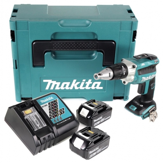 Makita DFS 250 RGJ Akku Trockenbauschrauber 18 V Brushless + 2x Akku 6,0 Ah + Ladegerät + Makpac