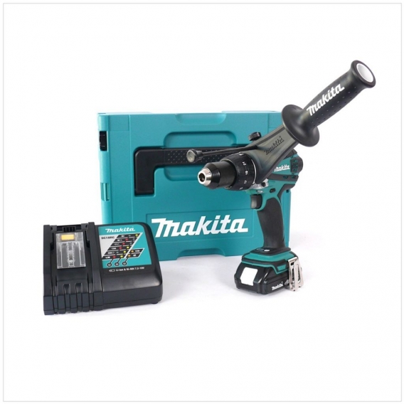 Makita DHP 458 RA1J Akku Schlagbohrschrauber 18 V 91 Nm + 1x Akku 2,0 Ah + Ladegerät + Makpac