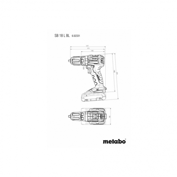 Metabo SB 18 L BL Profi-Akku-Schlagbohrmaschine, 2 Ah Akkukapazität, 18 V Akkuspannung, variable Geschwindigkeit, inklusive 2 Li