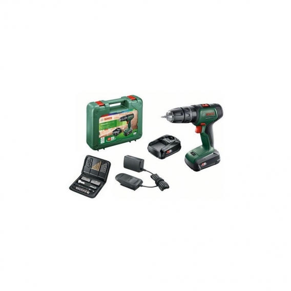 Bosch Universalimpact + 51 Accessory SET Akku-Schlagbohrmaschine, 1,5 Ah Akkukapazität, 18 V Akkuspannung, variable Geschwindigk