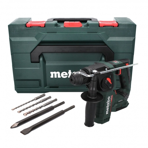 Metabo BH 18 LTX BL 16 Akku Bohrhammer 18 V 1,3 J SDS plus Brushless + 5 tlg. Bohrer und Meißel Set + metaBOX - ohne Akku, ohne 