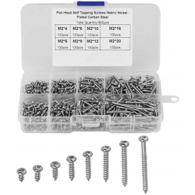 More about AcserGery 800 Stück M2-Schrauben, selbstschneidender Schraubensatz, selbstschneidende Flachkopfschrauben, Kohlenstoffstahlschrau