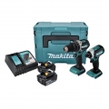 Makita DLX 2180 TJ Akku Combo Kit DHP 484 Akku Schlagbohrschrauber + DTD 153 Akku Schlagschrauber + 2x Akku 5,0 Ah + Ladegerät +