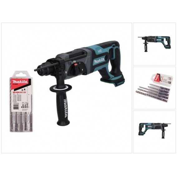 Makita DHR 241 Z Akku Bohrhammer 18 V 2,0 J SDS plus + 5 tlg. Bohrer Set - ohne Akku, ohne Ladegerät