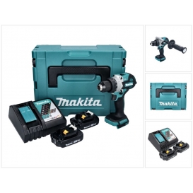 More about Makita DHP 486 RAJ Akku Schlagbohrschrauber 18 V 130 Nm Brushless + 2x Akku 2,0 Ah + Ladegerät + Makpac